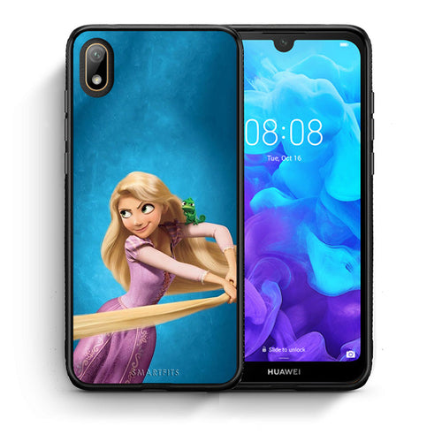 Θήκη Αγίου Βαλεντίνου Huawei Y5 2019 Tangled 2 από τη Smartfits με σχέδιο στο πίσω μέρος και μαύρο περίβλημα | Huawei Y5 2019 Tangled 2 case with colorful back and black bezels