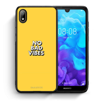 Θήκη Huawei Y5 2019 Vibes Text από τη Smartfits με σχέδιο στο πίσω μέρος και μαύρο περίβλημα | Huawei Y5 2019 Vibes Text case with colorful back and black bezels