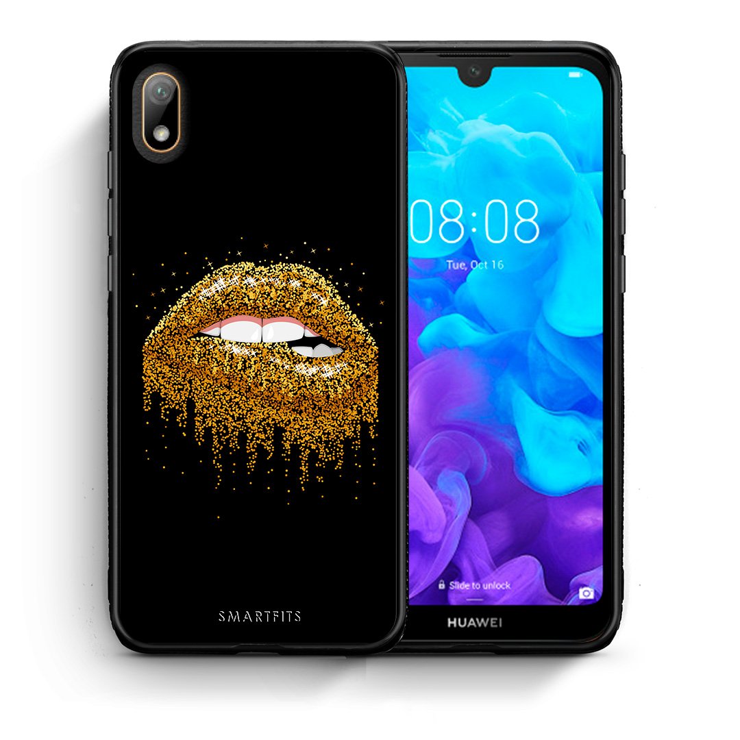Θήκη Huawei Y5 2019 Golden Valentine από τη Smartfits με σχέδιο στο πίσω μέρος και μαύρο περίβλημα | Huawei Y5 2019 Golden Valentine case with colorful back and black bezels