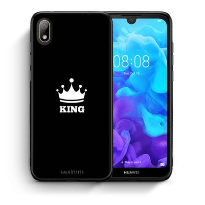 Θήκη Huawei Y5 2019 King Valentine από τη Smartfits με σχέδιο στο πίσω μέρος και μαύρο περίβλημα | Huawei Y5 2019 King Valentine case with colorful back and black bezels