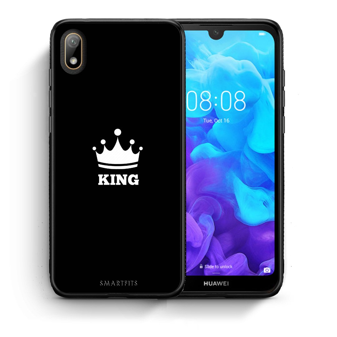 Θήκη Huawei Y5 2019 King Valentine από τη Smartfits με σχέδιο στο πίσω μέρος και μαύρο περίβλημα | Huawei Y5 2019 King Valentine case with colorful back and black bezels