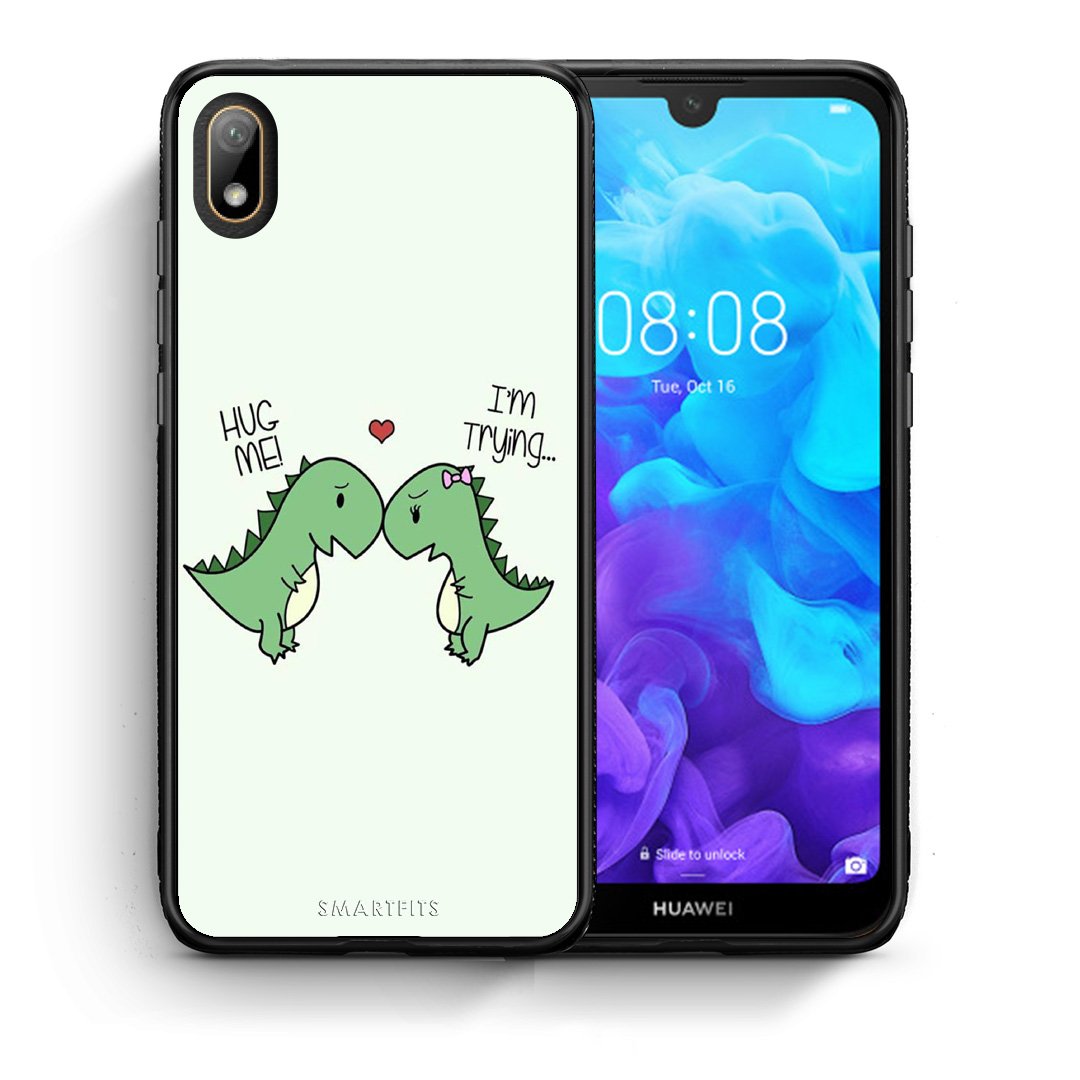Θήκη Huawei Y5 2019 Rex Valentine από τη Smartfits με σχέδιο στο πίσω μέρος και μαύρο περίβλημα | Huawei Y5 2019 Rex Valentine case with colorful back and black bezels