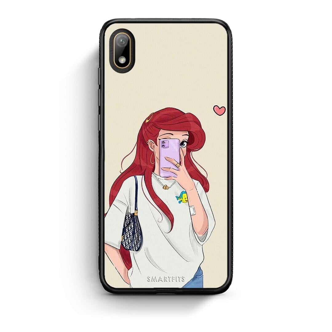 Huawei Y5 2019 Walking Mermaid Θήκη από τη Smartfits με σχέδιο στο πίσω μέρος και μαύρο περίβλημα | Smartphone case with colorful back and black bezels by Smartfits