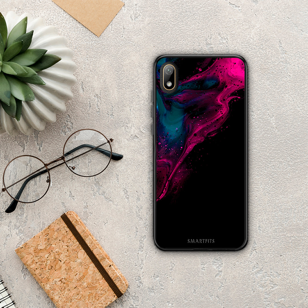 Watercolor Pink Black - Huawei Y5 2019 θήκη