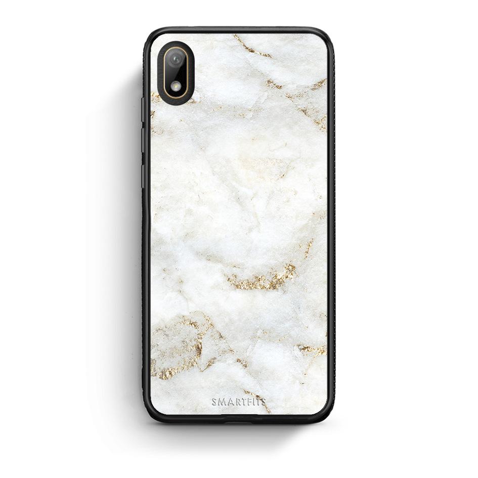 Huawei Y5 2019 White Gold Marble θήκη από τη Smartfits με σχέδιο στο πίσω μέρος και μαύρο περίβλημα | Smartphone case with colorful back and black bezels by Smartfits