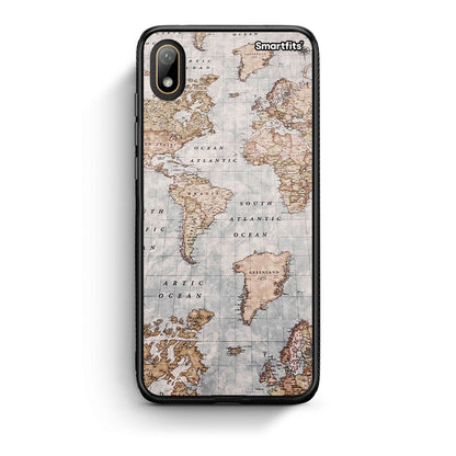 Huawei Y5 2019 World Map Θήκη από τη Smartfits με σχέδιο στο πίσω μέρος και μαύρο περίβλημα | Smartphone case with colorful back and black bezels by Smartfits