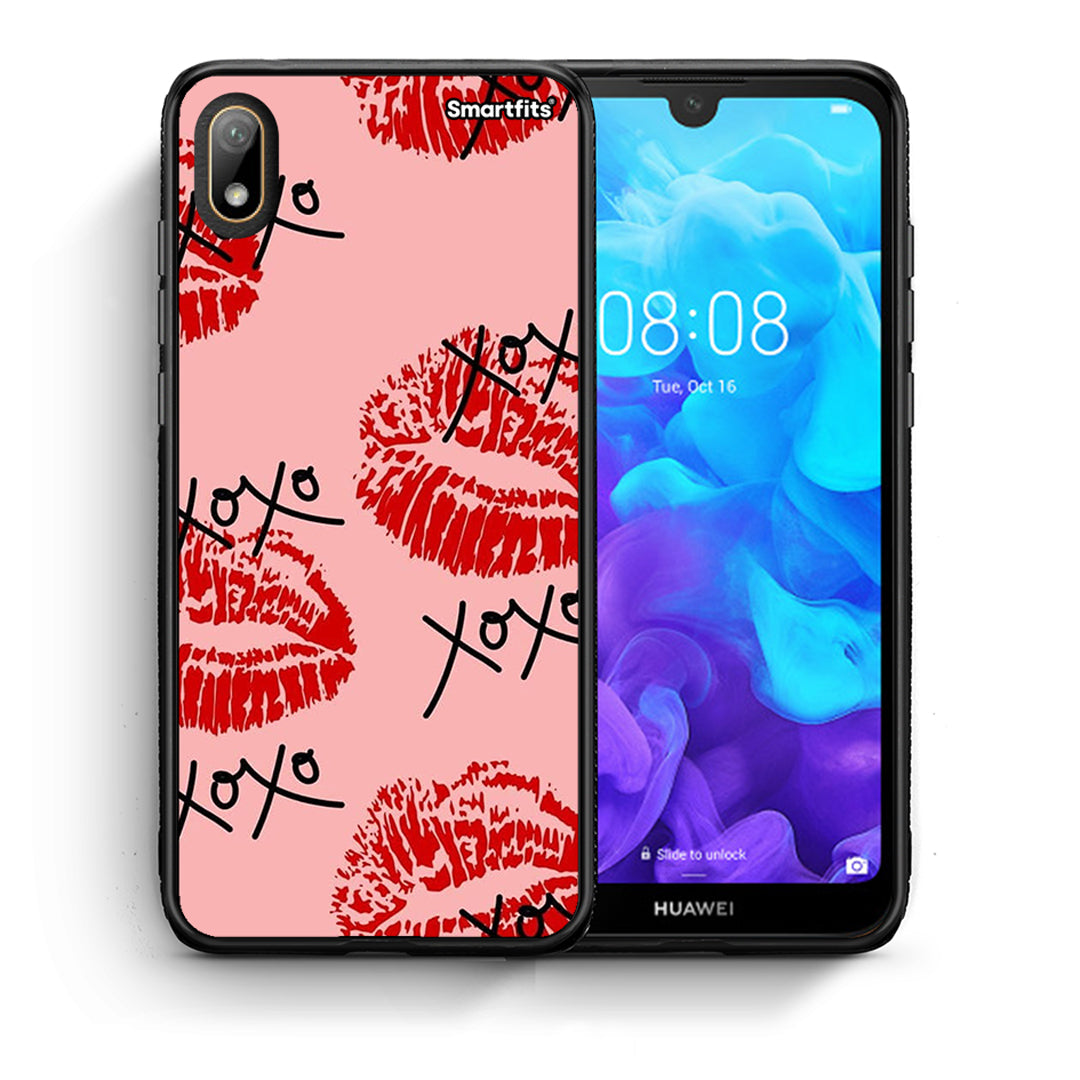 Θήκη Huawei Y5 2019 XOXO Lips από τη Smartfits με σχέδιο στο πίσω μέρος και μαύρο περίβλημα | Huawei Y5 2019 XOXO Lips case with colorful back and black bezels