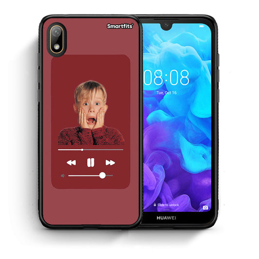 Θήκη Huawei Y5 2019 Xmas Alone Music από τη Smartfits με σχέδιο στο πίσω μέρος και μαύρο περίβλημα | Huawei Y5 2019 Xmas Alone Music case with colorful back and black bezels