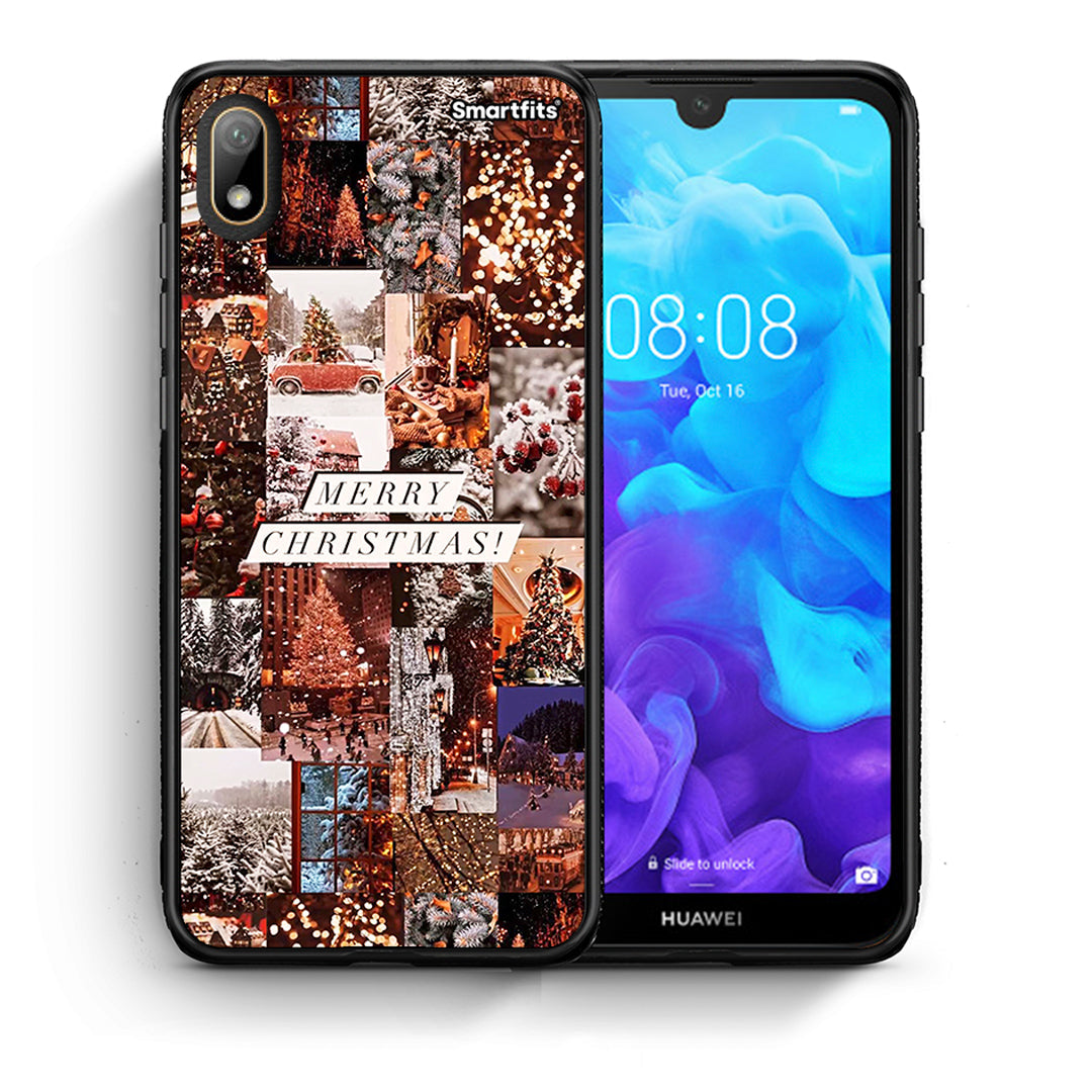 Θήκη Huawei Y5 2019 Xmas Collage από τη Smartfits με σχέδιο στο πίσω μέρος και μαύρο περίβλημα | Huawei Y5 2019 Xmas Collage case with colorful back and black bezels