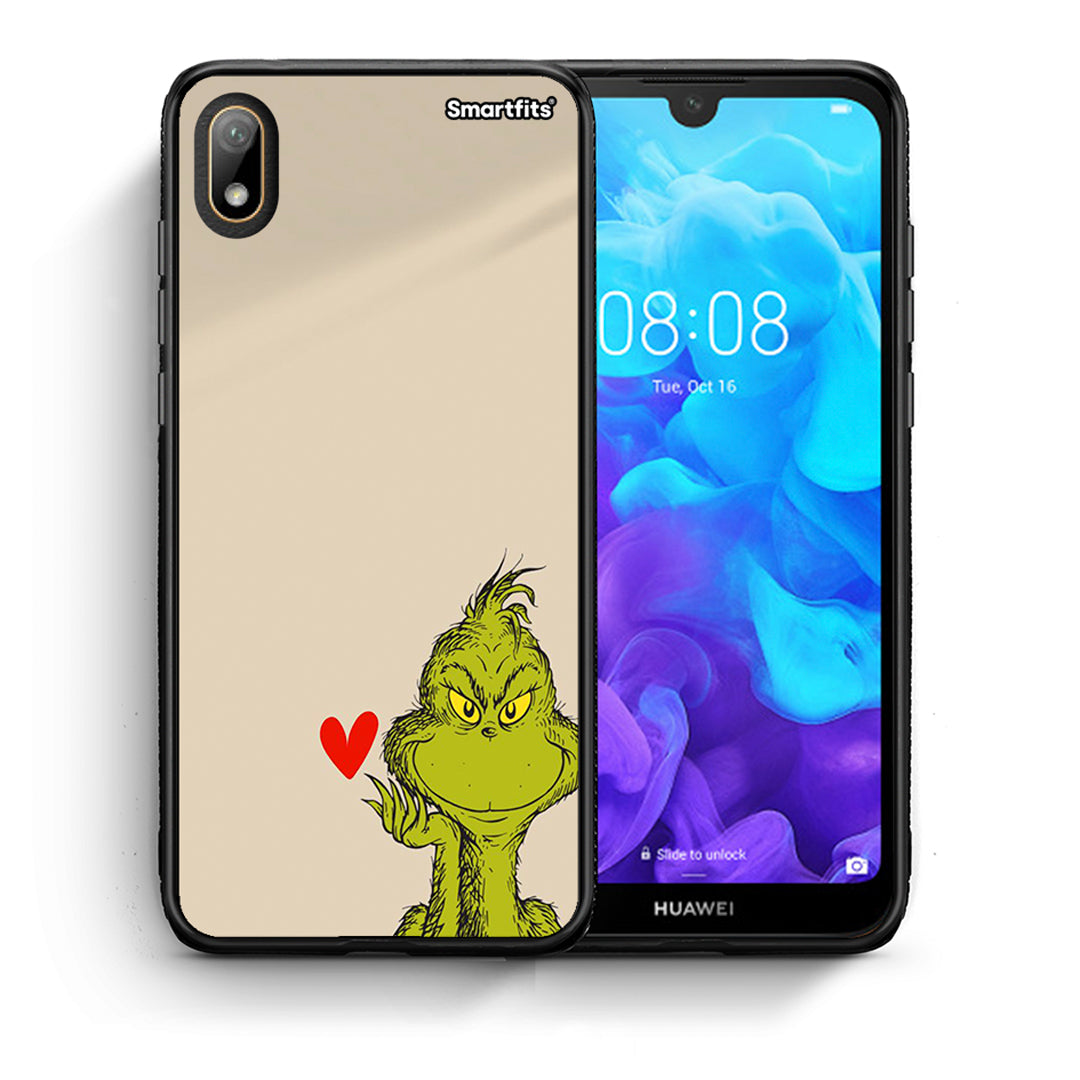 Θήκη Huawei Y5 2019 Xmas Grinch από τη Smartfits με σχέδιο στο πίσω μέρος και μαύρο περίβλημα | Huawei Y5 2019 Xmas Grinch case with colorful back and black bezels