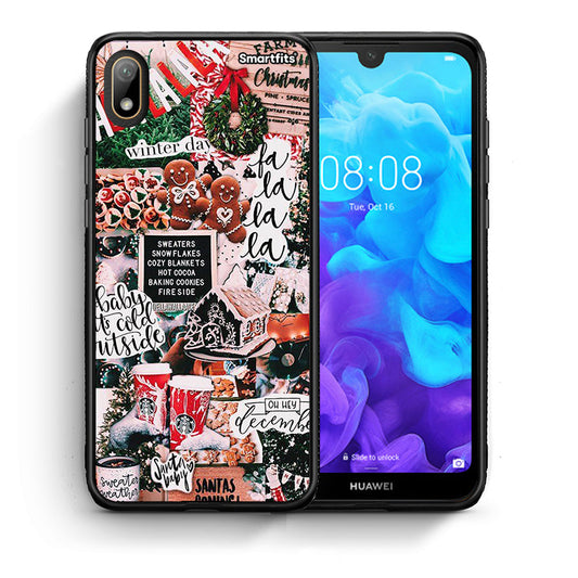 Θήκη Huawei Y5 2019 Xmas Habbits από τη Smartfits με σχέδιο στο πίσω μέρος και μαύρο περίβλημα | Huawei Y5 2019 Xmas Habbits case with colorful back and black bezels