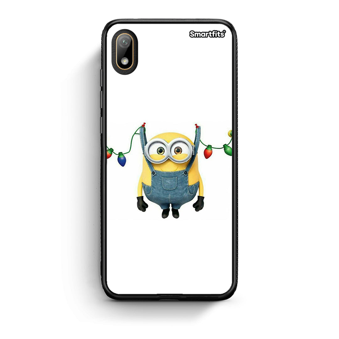Huawei Y5 2019 Xmas Minion Lights θήκη από τη Smartfits με σχέδιο στο πίσω μέρος και μαύρο περίβλημα | Smartphone case with colorful back and black bezels by Smartfits