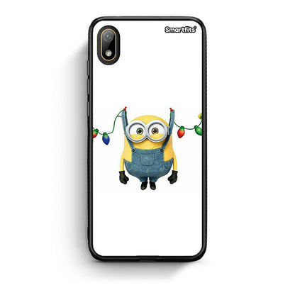 Huawei Y5 2019 Xmas Minion Lights θήκη από τη Smartfits με σχέδιο στο πίσω μέρος και μαύρο περίβλημα | Smartphone case with colorful back and black bezels by Smartfits