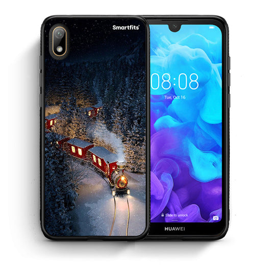 Θήκη Huawei Y5 2019 Xmas Train από τη Smartfits με σχέδιο στο πίσω μέρος και μαύρο περίβλημα | Huawei Y5 2019 Xmas Train case with colorful back and black bezels
