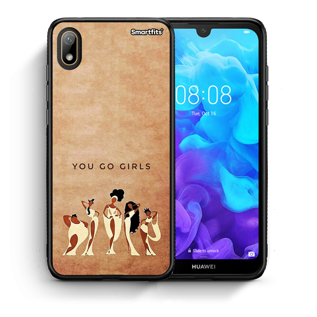 Θήκη Huawei Y5 2019 You Go Girl από τη Smartfits με σχέδιο στο πίσω μέρος και μαύρο περίβλημα | Huawei Y5 2019 You Go Girl case with colorful back and black bezels