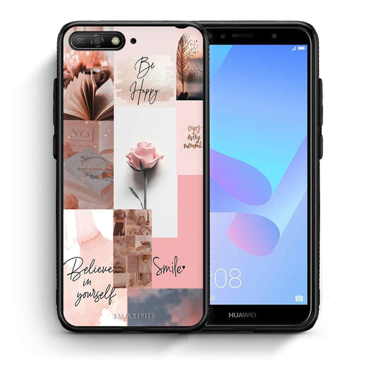 Θήκη Huawei Y6 2018 Aesthetic Collage από τη Smartfits με σχέδιο στο πίσω μέρος και μαύρο περίβλημα | Huawei Y6 2018 Aesthetic Collage case with colorful back and black bezels