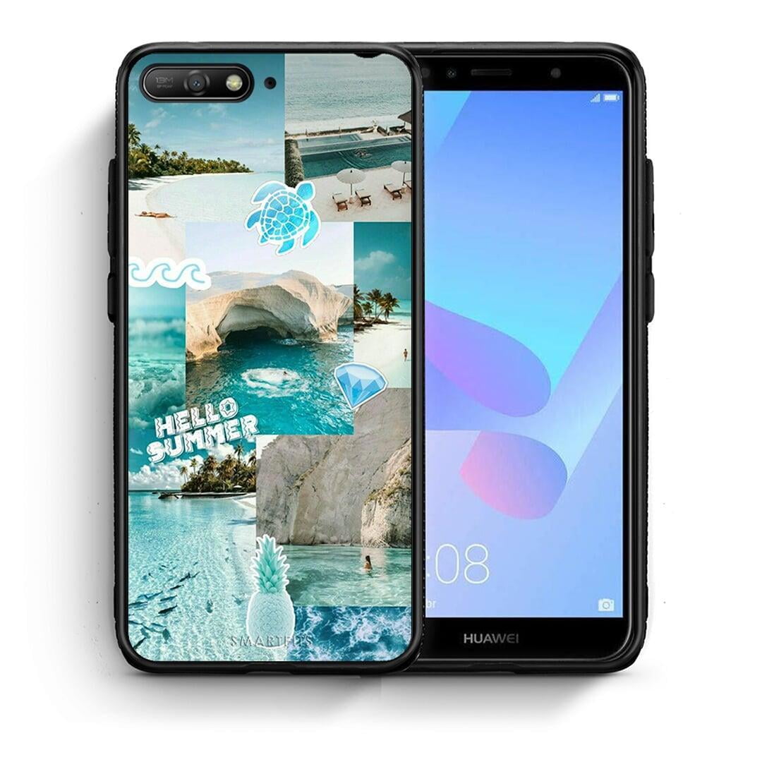 Θήκη Huawei Y6 2018 Aesthetic Summer από τη Smartfits με σχέδιο στο πίσω μέρος και μαύρο περίβλημα | Huawei Y6 2018 Aesthetic Summer case with colorful back and black bezels