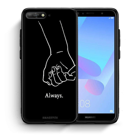 Θήκη Αγίου Βαλεντίνου Huawei Y6 2018 Always & Forever 1 από τη Smartfits με σχέδιο στο πίσω μέρος και μαύρο περίβλημα | Huawei Y6 2018 Always & Forever 1 case with colorful back and black bezels
