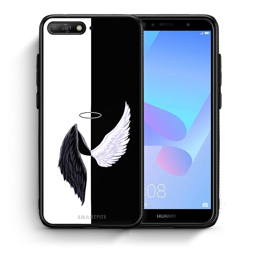 Θήκη Huawei Y6 2018 Angels Demons από τη Smartfits με σχέδιο στο πίσω μέρος και μαύρο περίβλημα | Huawei Y6 2018 Angels Demons case with colorful back and black bezels