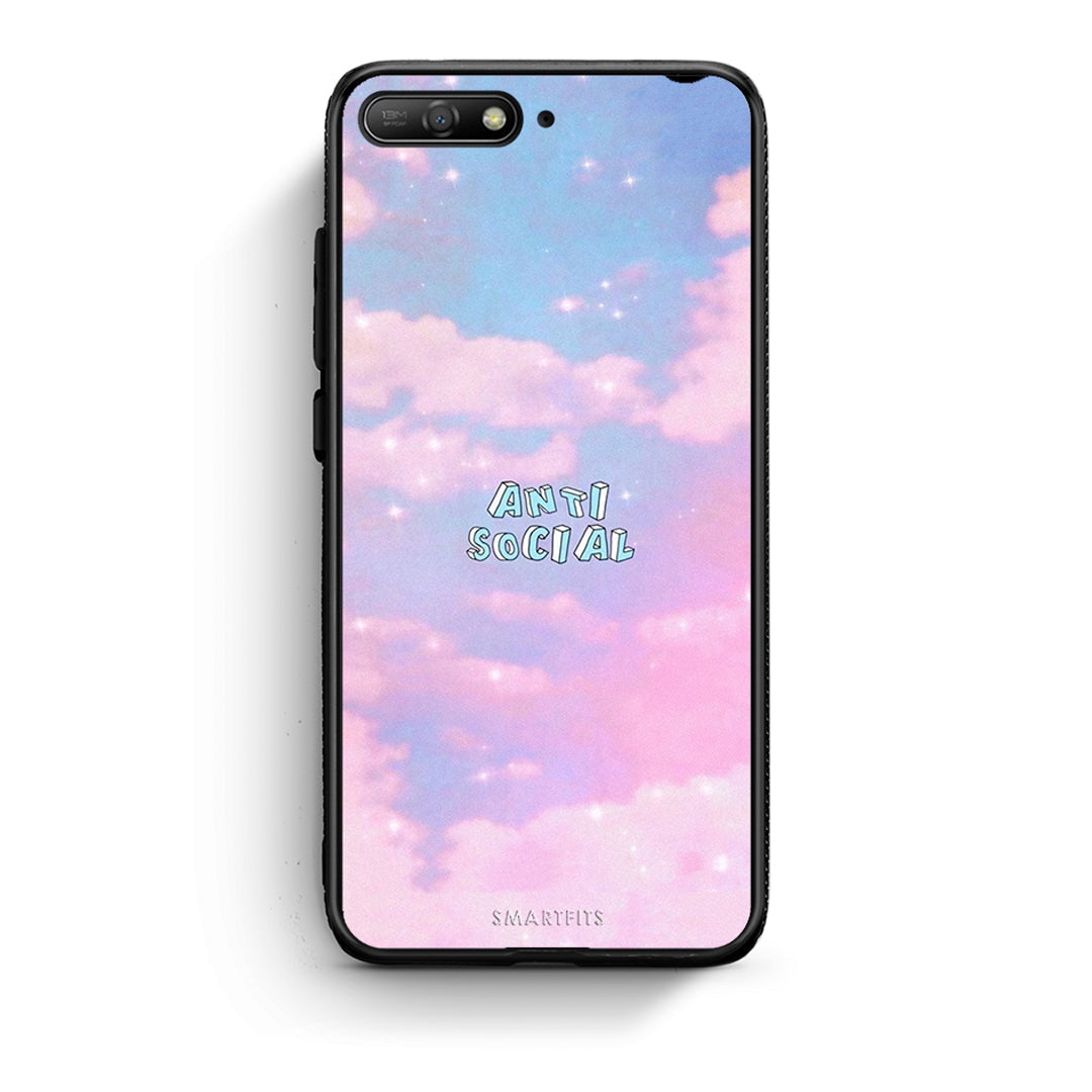 Huawei Y6 2018 Anti Social Θήκη Αγίου Βαλεντίνου από τη Smartfits με σχέδιο στο πίσω μέρος και μαύρο περίβλημα | Smartphone case with colorful back and black bezels by Smartfits