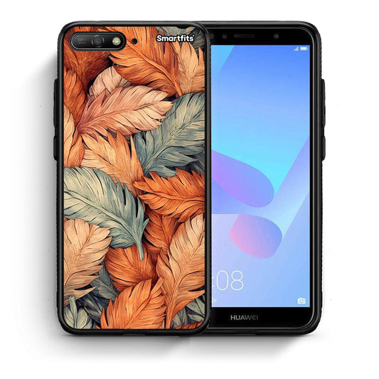 Θήκη Huawei Y6 2018 Autumn Leaves από τη Smartfits με σχέδιο στο πίσω μέρος και μαύρο περίβλημα | Huawei Y6 2018 Autumn Leaves case with colorful back and black bezels