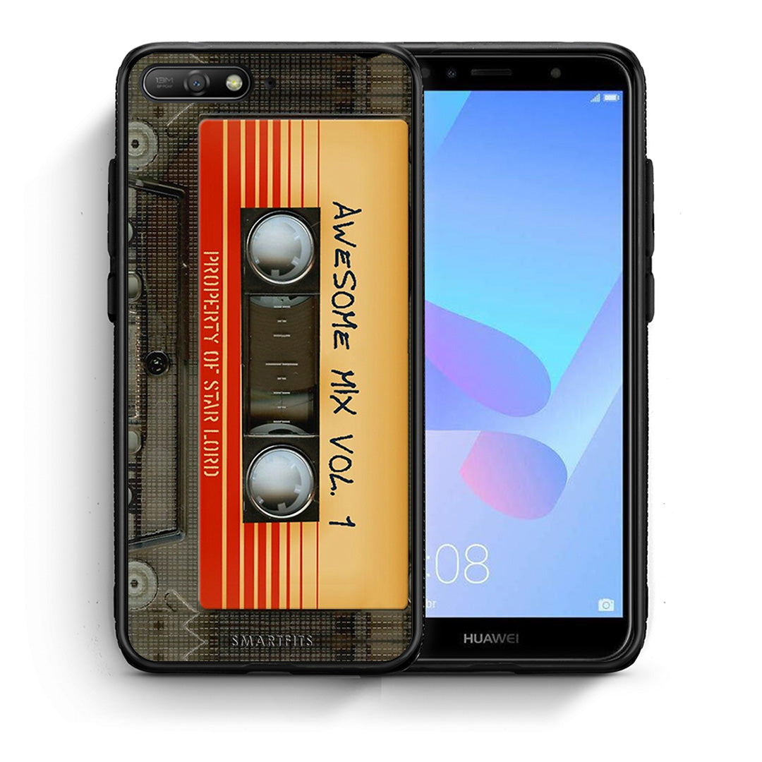 Θήκη Huawei Y6 2018 Awesome Mix από τη Smartfits με σχέδιο στο πίσω μέρος και μαύρο περίβλημα | Huawei Y6 2018 Awesome Mix case with colorful back and black bezels