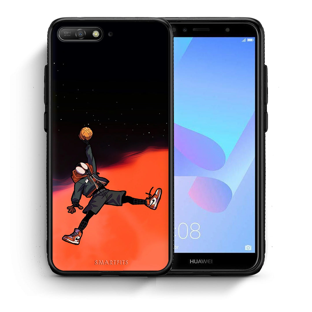 Θήκη Huawei Y6 2018 Basketball Hero από τη Smartfits με σχέδιο στο πίσω μέρος και μαύρο περίβλημα | Huawei Y6 2018 Basketball Hero case with colorful back and black bezels