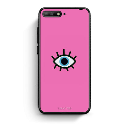 Huawei Y6 2018 Blue Eye Pink θήκη από τη Smartfits με σχέδιο στο πίσω μέρος και μαύρο περίβλημα | Smartphone case with colorful back and black bezels by Smartfits