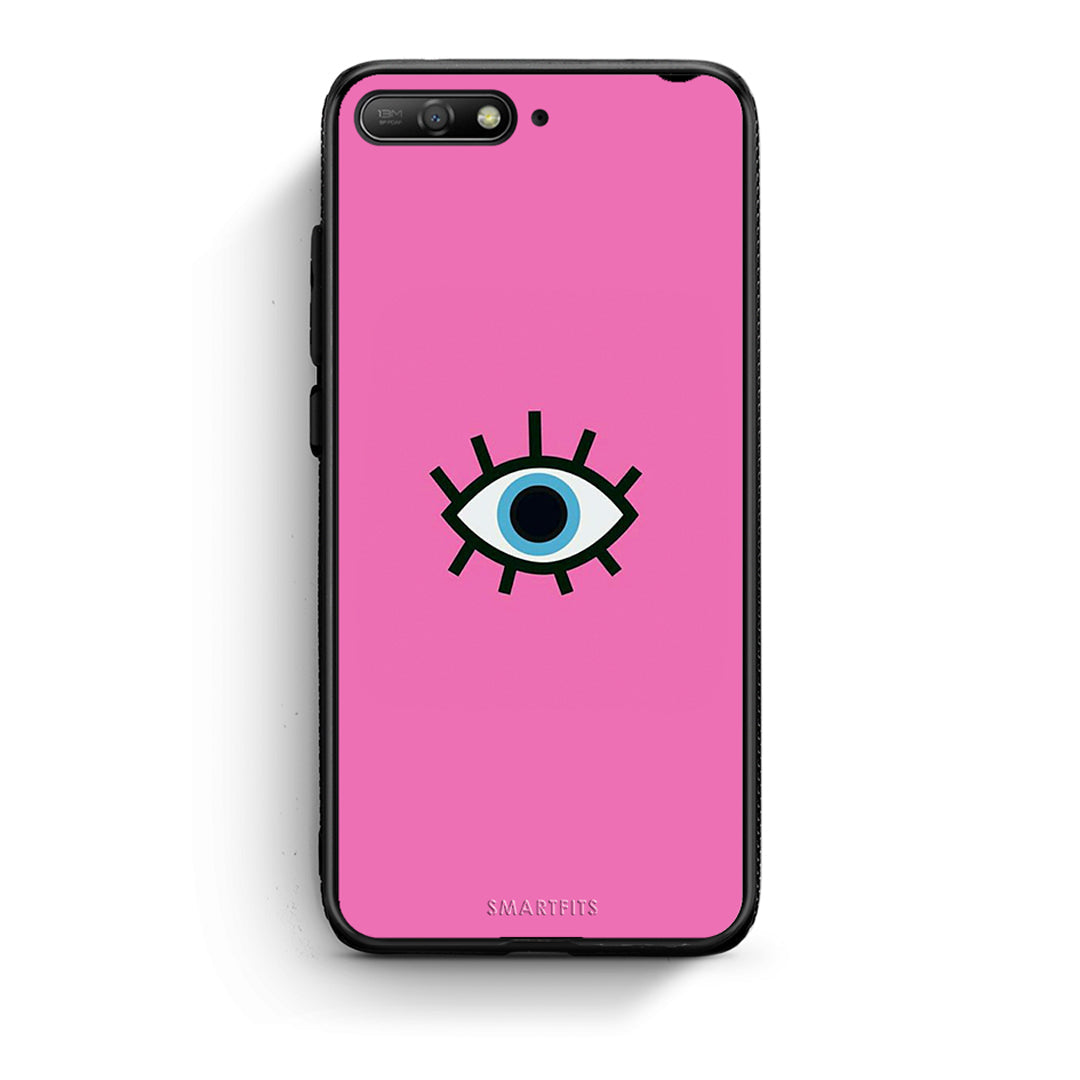 Huawei Y6 2018 Blue Eye Pink θήκη από τη Smartfits με σχέδιο στο πίσω μέρος και μαύρο περίβλημα | Smartphone case with colorful back and black bezels by Smartfits