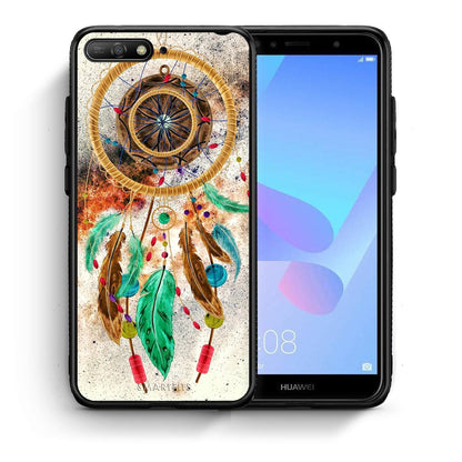Θήκη Huawei Y6 2018 DreamCatcher Boho από τη Smartfits με σχέδιο στο πίσω μέρος και μαύρο περίβλημα | Huawei Y6 2018 DreamCatcher Boho case with colorful back and black bezels