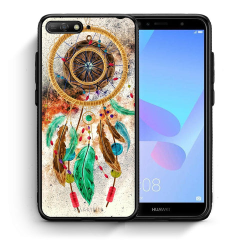 Θήκη Huawei Y6 2018 DreamCatcher Boho από τη Smartfits με σχέδιο στο πίσω μέρος και μαύρο περίβλημα | Huawei Y6 2018 DreamCatcher Boho case with colorful back and black bezels