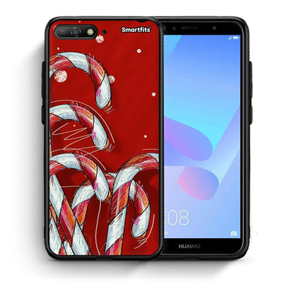 Θήκη Huawei Y6 2018 Candy Cane από τη Smartfits με σχέδιο στο πίσω μέρος και μαύρο περίβλημα | Huawei Y6 2018 Candy Cane case with colorful back and black bezels