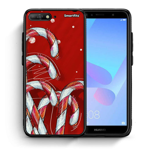 Θήκη Huawei Y6 2018 Candy Cane από τη Smartfits με σχέδιο στο πίσω μέρος και μαύρο περίβλημα | Huawei Y6 2018 Candy Cane case with colorful back and black bezels