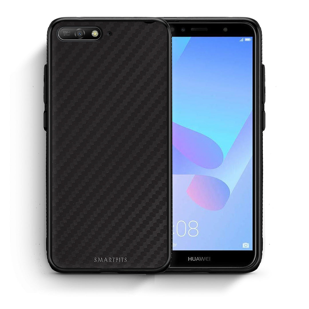 Θήκη Huawei Y6 2018 Carbon Black από τη Smartfits με σχέδιο στο πίσω μέρος και μαύρο περίβλημα | Huawei Y6 2018 Carbon Black case with colorful back and black bezels
