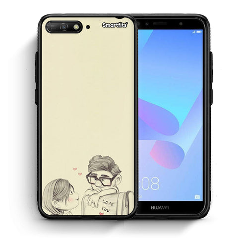 Θήκη Huawei Y6 2018 Carl And Ellie από τη Smartfits με σχέδιο στο πίσω μέρος και μαύρο περίβλημα | Huawei Y6 2018 Carl And Ellie case with colorful back and black bezels