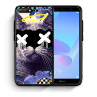 Thumbnail for Θήκη Huawei Y6 2018 Cat Collage από τη Smartfits με σχέδιο στο πίσω μέρος και μαύρο περίβλημα | Huawei Y6 2018 Cat Collage case with colorful back and black bezels