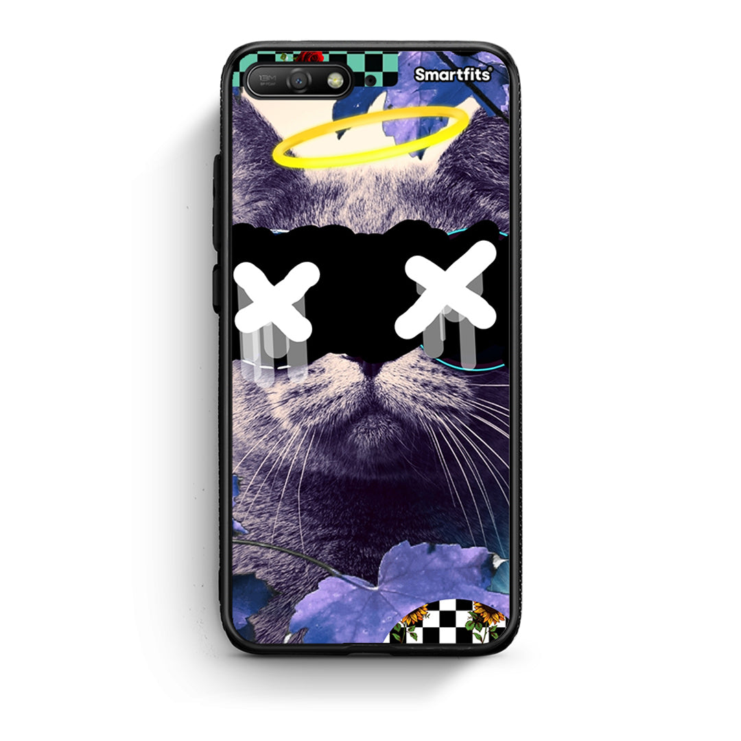 Huawei Y6 2018 Cat Collage θήκη από τη Smartfits με σχέδιο στο πίσω μέρος και μαύρο περίβλημα | Smartphone case with colorful back and black bezels by Smartfits