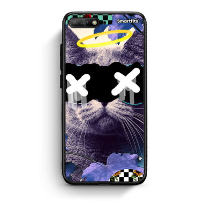 Huawei Y6 2018 Cat Collage θήκη από τη Smartfits με σχέδιο στο πίσω μέρος και μαύρο περίβλημα | Smartphone case with colorful back and black bezels by Smartfits
