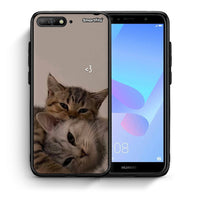 Thumbnail for Θήκη Huawei Y6 2018 Cats In Love από τη Smartfits με σχέδιο στο πίσω μέρος και μαύρο περίβλημα | Huawei Y6 2018 Cats In Love case with colorful back and black bezels