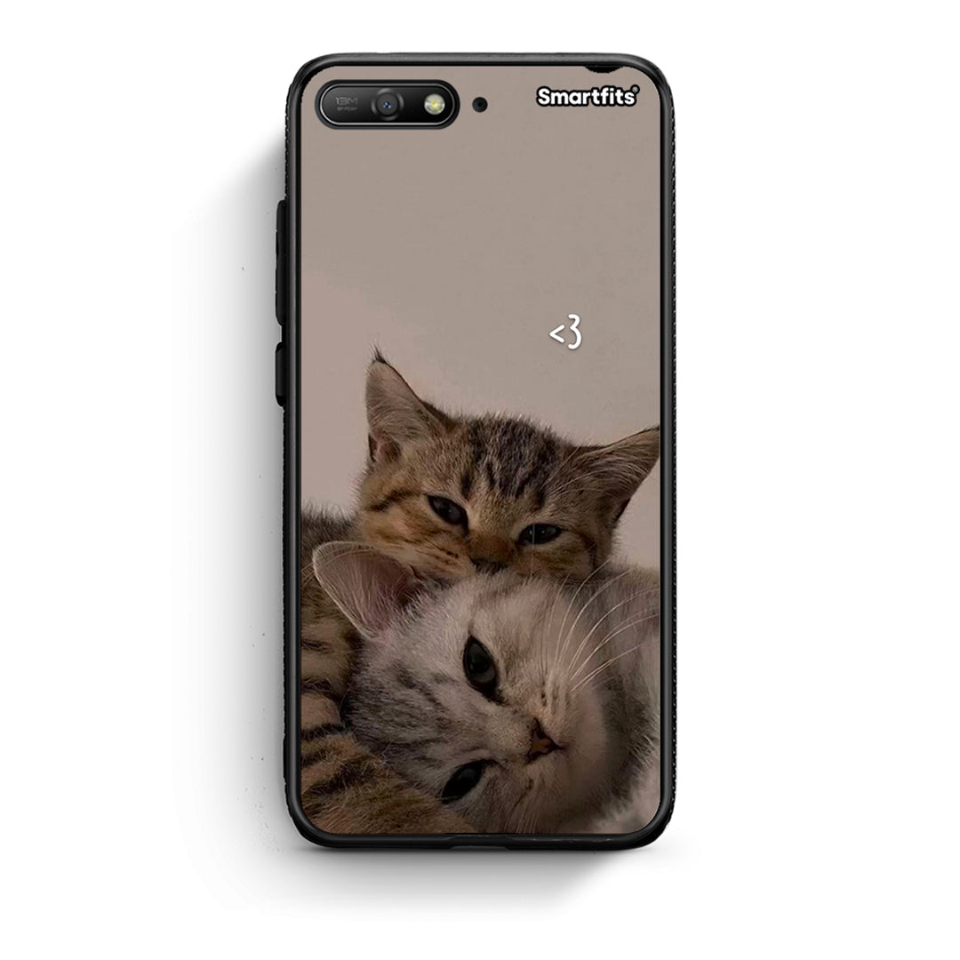 Huawei Y6 2018 Cats In Love Θήκη από τη Smartfits με σχέδιο στο πίσω μέρος και μαύρο περίβλημα | Smartphone case with colorful back and black bezels by Smartfits
