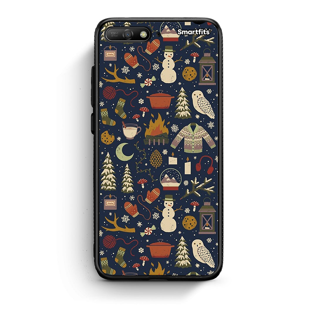 Huawei Y6 2018 Christmas Elements θήκη από τη Smartfits με σχέδιο στο πίσω μέρος και μαύρο περίβλημα | Smartphone case with colorful back and black bezels by Smartfits
