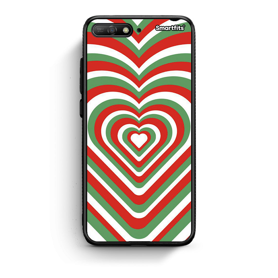 Huawei Y6 2018 Christmas Hearts θήκη από τη Smartfits με σχέδιο στο πίσω μέρος και μαύρο περίβλημα | Smartphone case with colorful back and black bezels by Smartfits