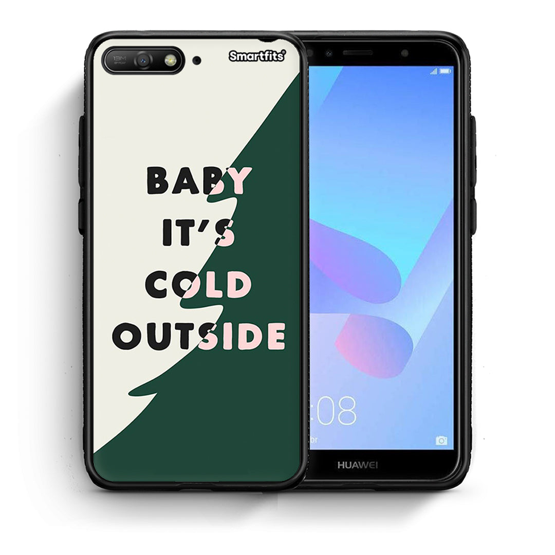 Θήκη Huawei Y6 2018 Cold Outside από τη Smartfits με σχέδιο στο πίσω μέρος και μαύρο περίβλημα | Huawei Y6 2018 Cold Outside case with colorful back and black bezels