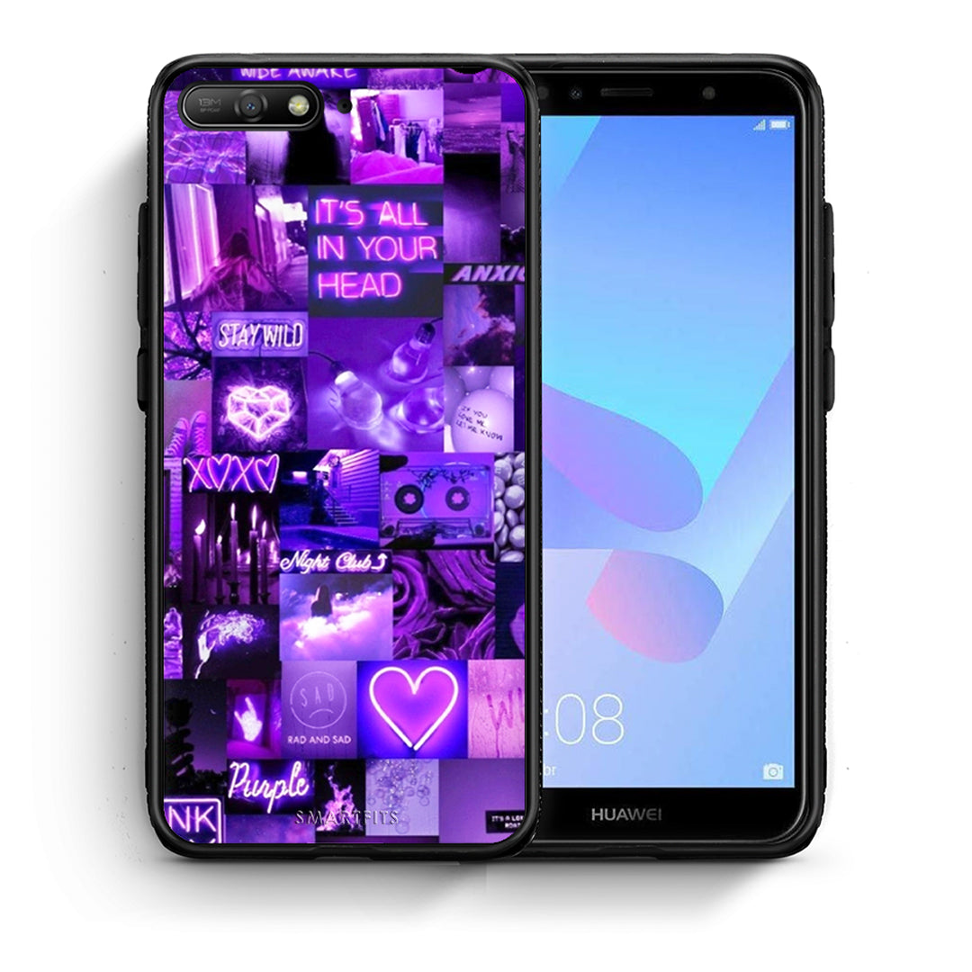Θήκη Αγίου Βαλεντίνου Huawei Y6 2018 Collage Stay Wild από τη Smartfits με σχέδιο στο πίσω μέρος και μαύρο περίβλημα | Huawei Y6 2018 Collage Stay Wild case with colorful back and black bezels