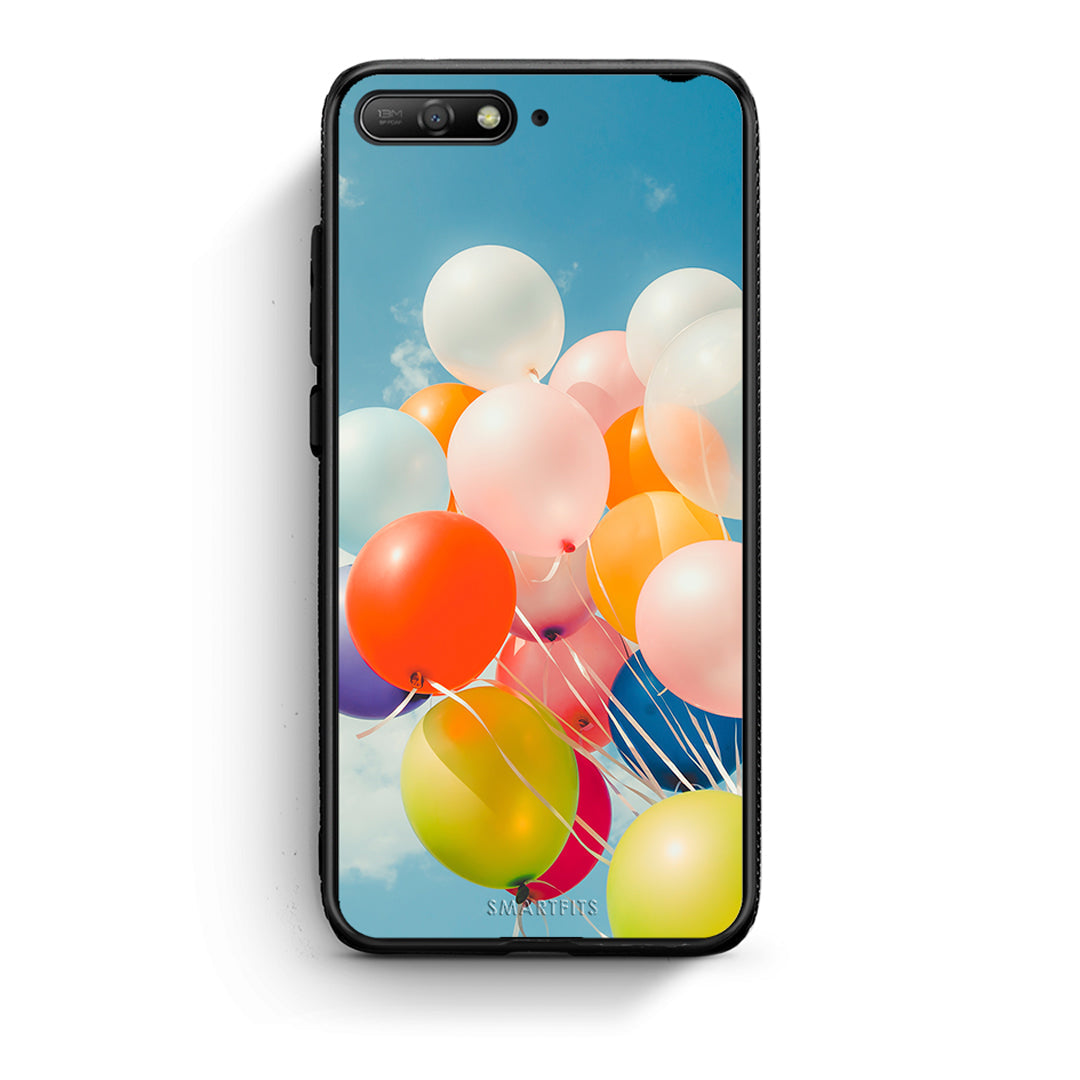 Huawei Y6 2018 Colorful Balloons θήκη από τη Smartfits με σχέδιο στο πίσω μέρος και μαύρο περίβλημα | Smartphone case with colorful back and black bezels by Smartfits