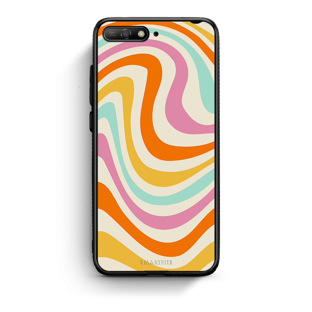 Huawei Y6 2018 Colourful Waves θήκη από τη Smartfits με σχέδιο στο πίσω μέρος και μαύρο περίβλημα | Smartphone case with colorful back and black bezels by Smartfits