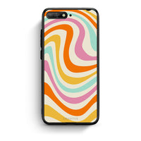 Thumbnail for Huawei Y6 2018 Colourful Waves θήκη από τη Smartfits με σχέδιο στο πίσω μέρος και μαύρο περίβλημα | Smartphone case with colorful back and black bezels by Smartfits