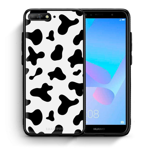 Θήκη Huawei Y6 2018 Cow Print από τη Smartfits με σχέδιο στο πίσω μέρος και μαύρο περίβλημα | Huawei Y6 2018 Cow Print case with colorful back and black bezels