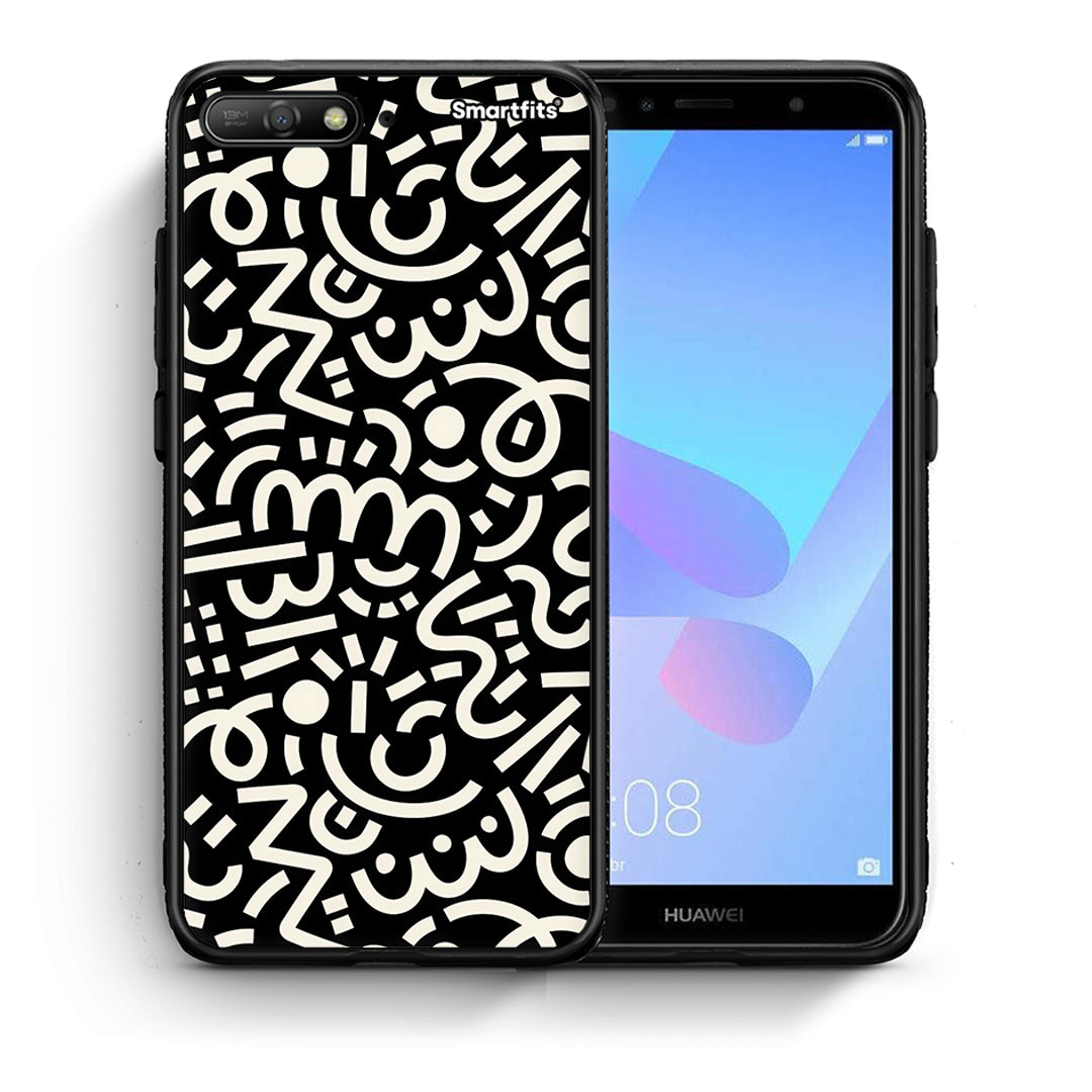 Θήκη Huawei Y6 2018 Doodle Art από τη Smartfits με σχέδιο στο πίσω μέρος και μαύρο περίβλημα | Huawei Y6 2018 Doodle Art case with colorful back and black bezels