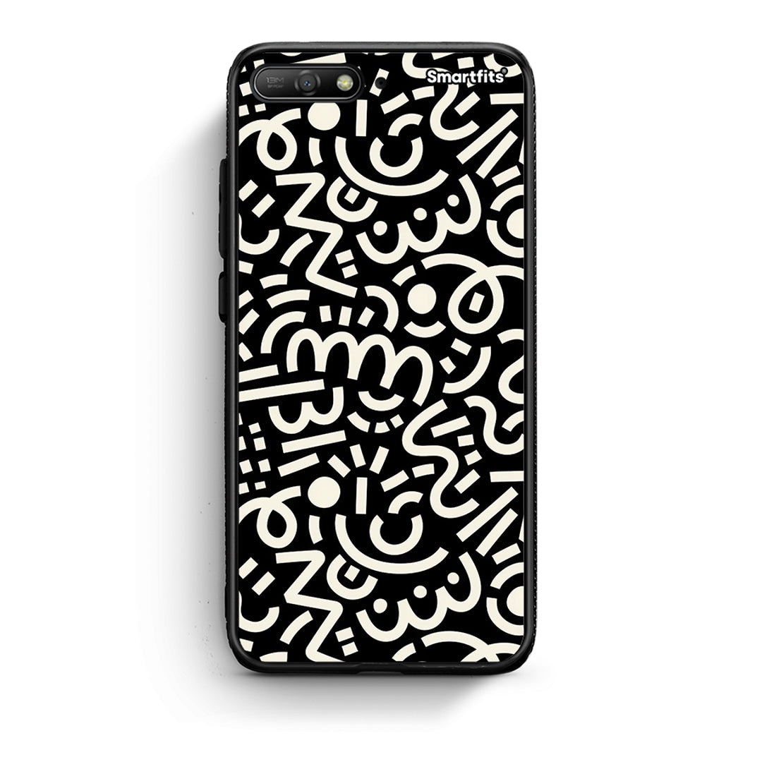 Huawei Y6 2018 Doodle Art Θήκη από τη Smartfits με σχέδιο στο πίσω μέρος και μαύρο περίβλημα | Smartphone case with colorful back and black bezels by Smartfits